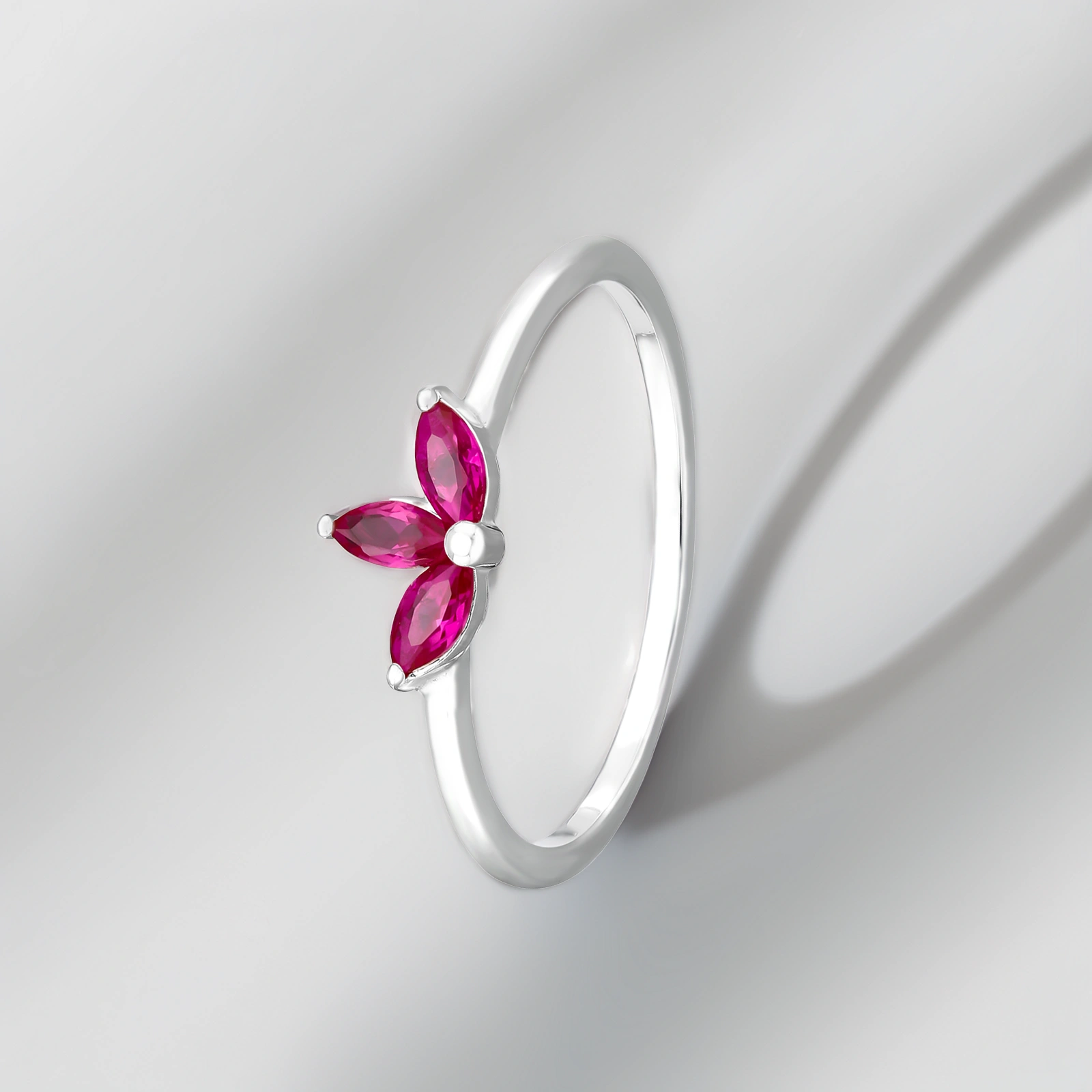 Inel din Argint Pink Flower - DivaSilver