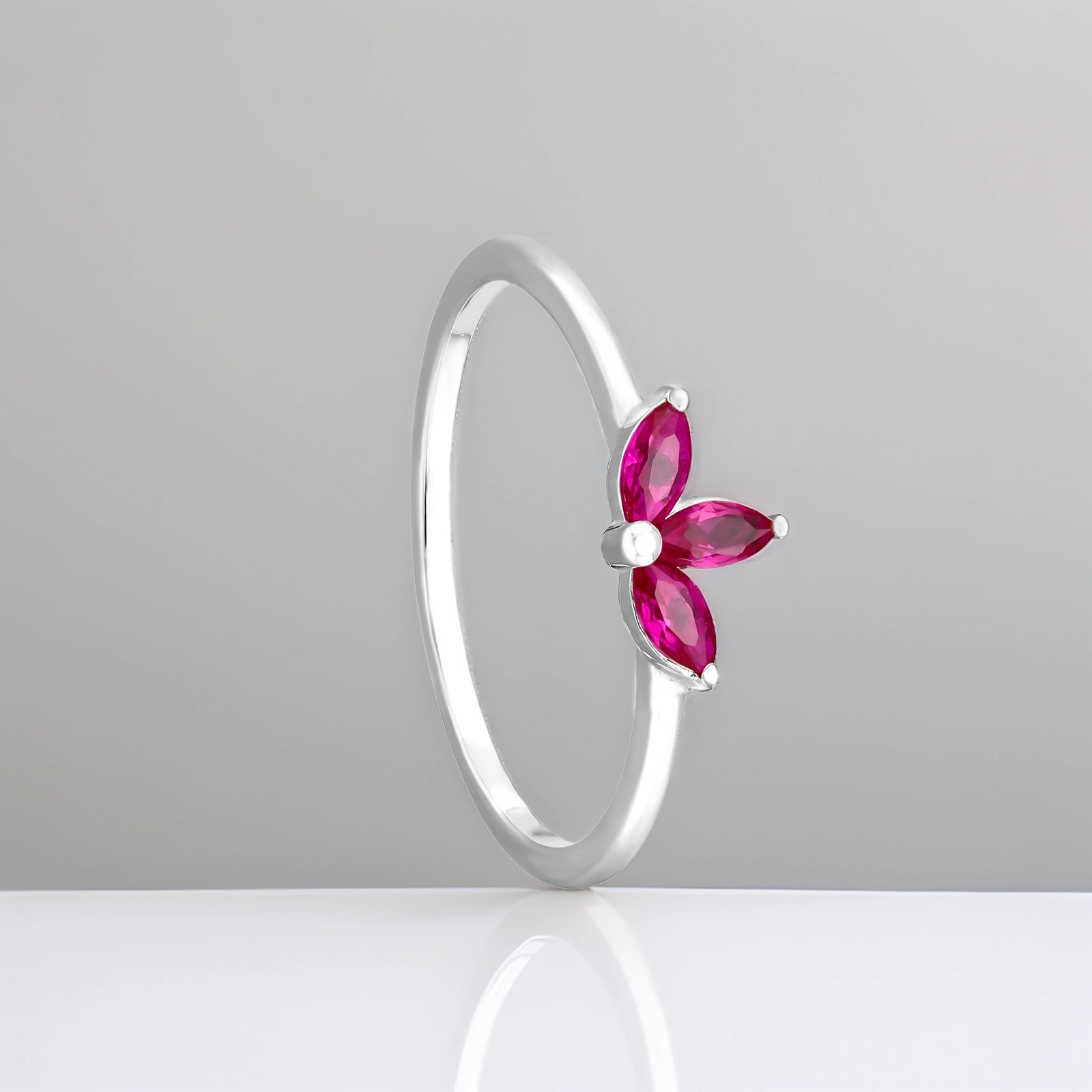 Inel din Argint Pink Flower - DivaSilver