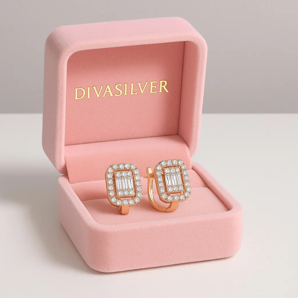 Cercei din Argint Diamond Rose