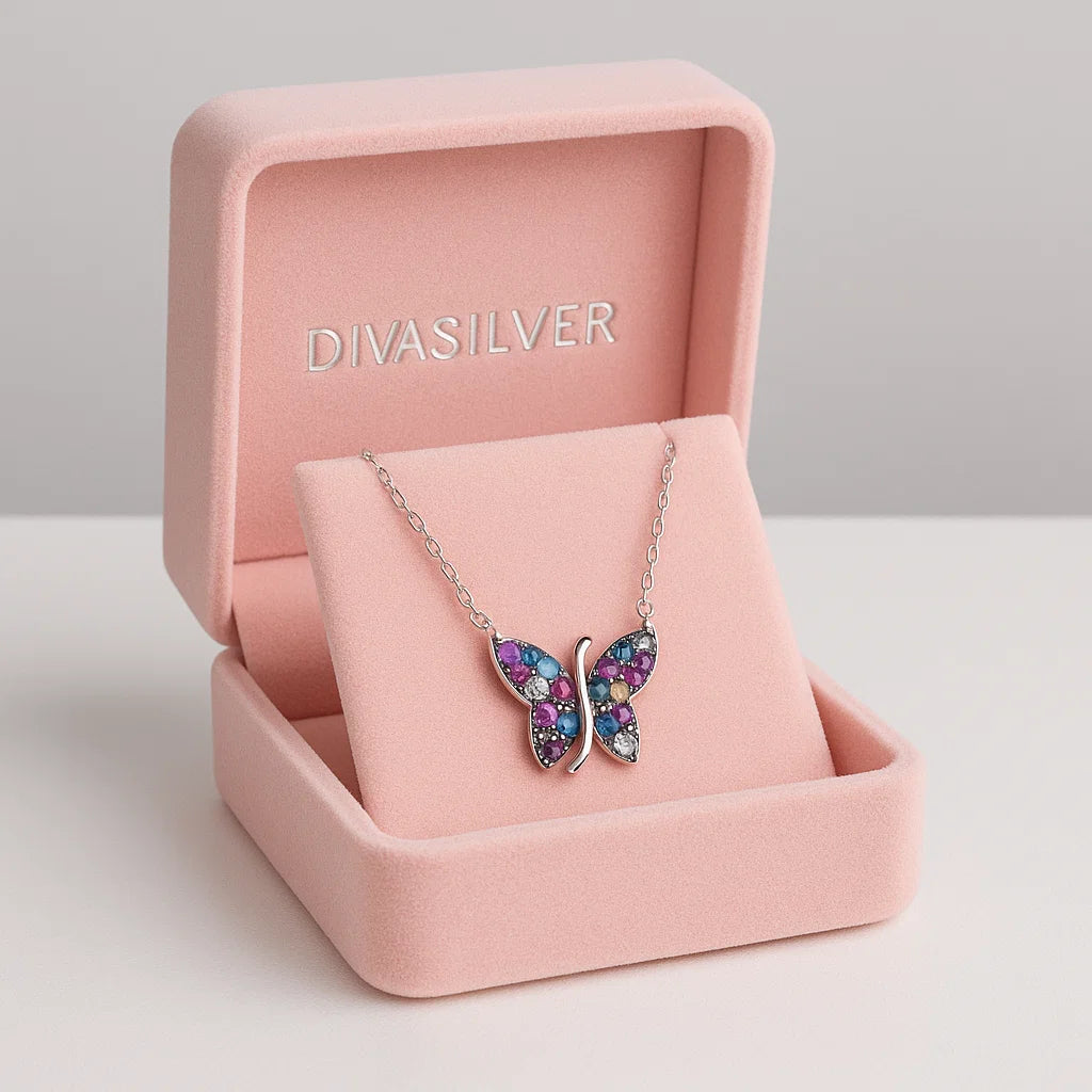 Set Rainbow Butterfly - Lantisor + Cercei - DivaSilver