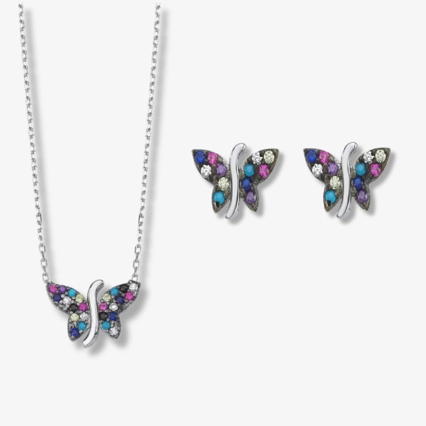 Set Rainbow Butterfly - Lantisor + Cercei - DivaSilver