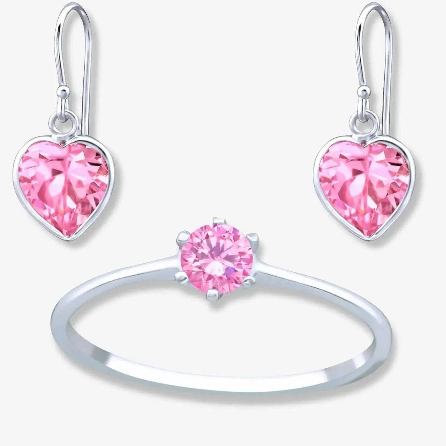 SET PINKY HEART - CERCEI + INEL DIN ARGINT S925