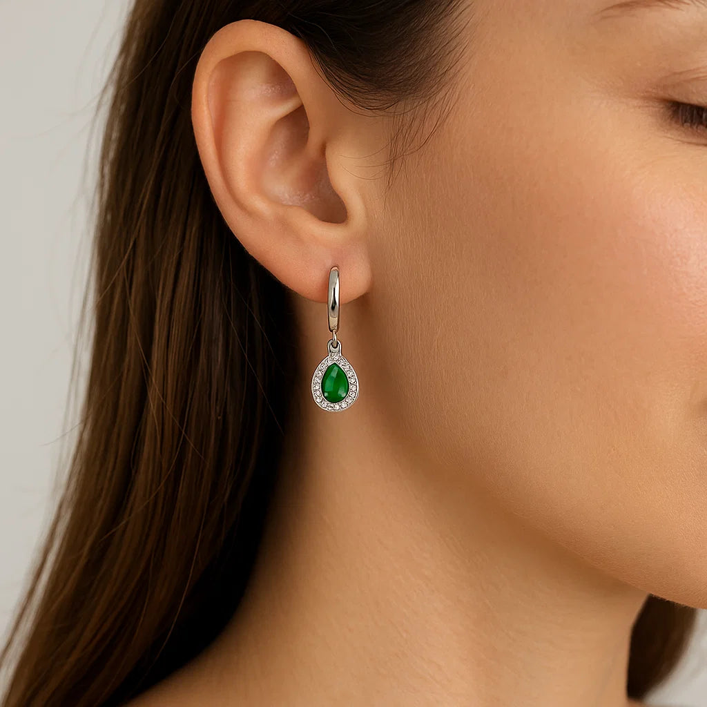 Cercei din Argint Green Halo