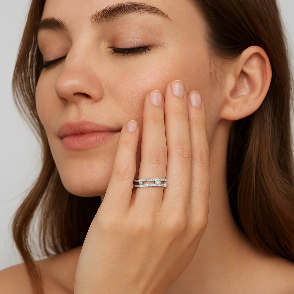 Inel din Argint Twin Diamonds