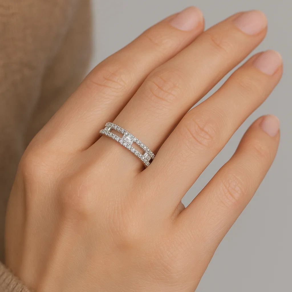 Inel din Argint Twin Diamonds