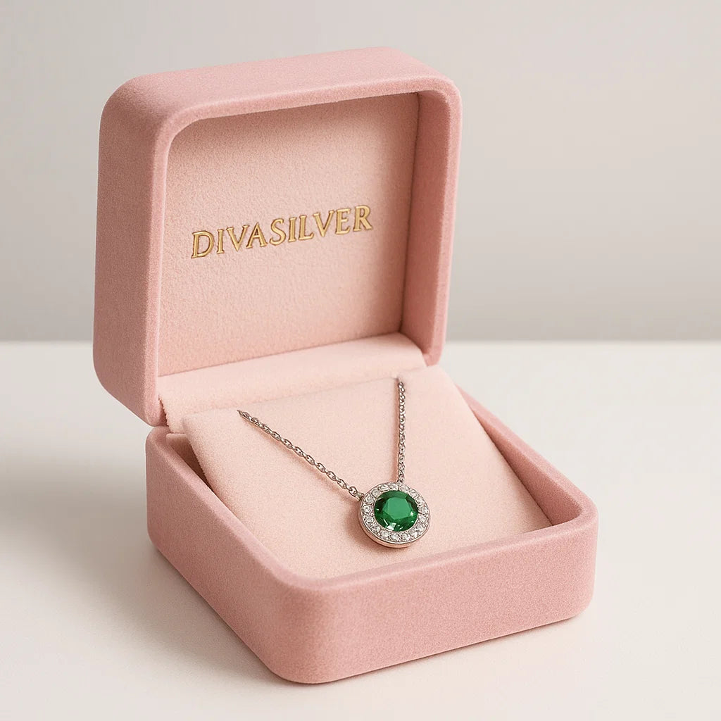 Colier din Argint Emerald Halo