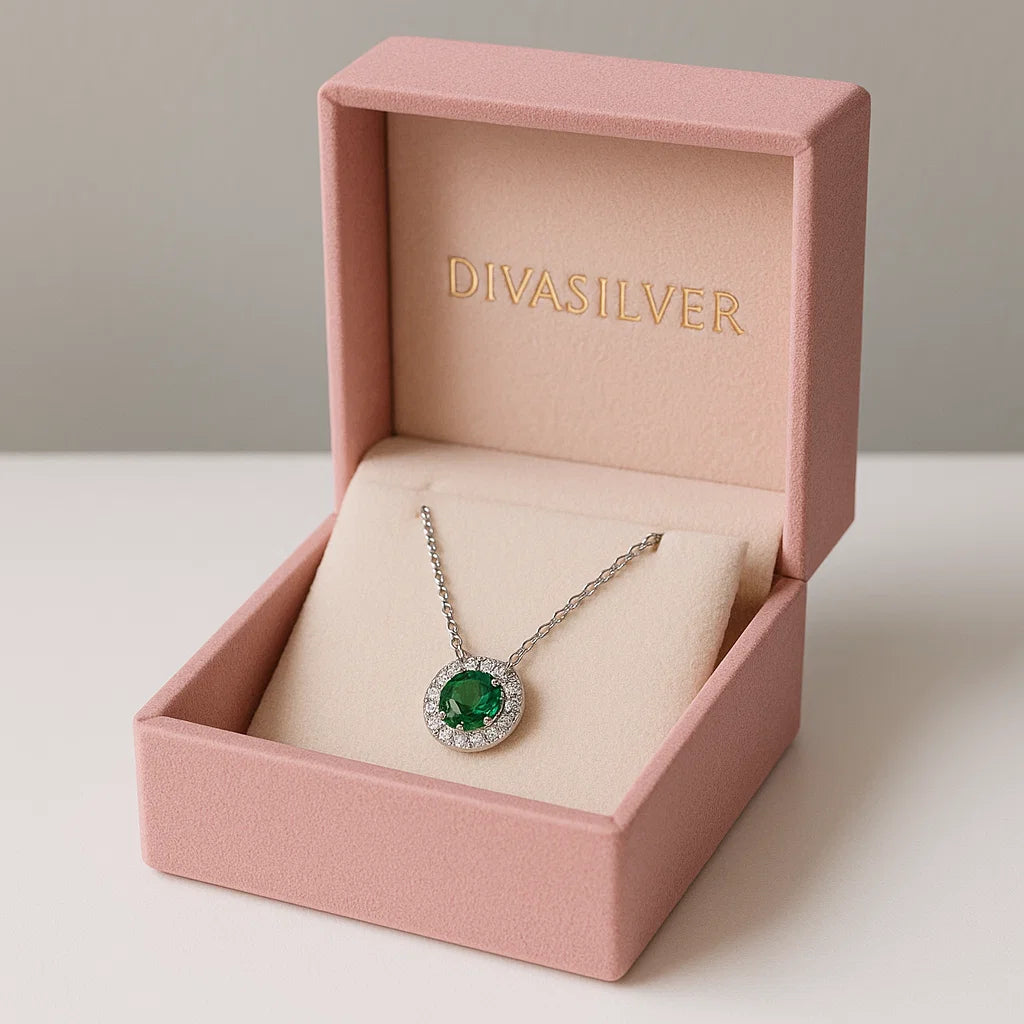 Colier din Argint Emerald Halo