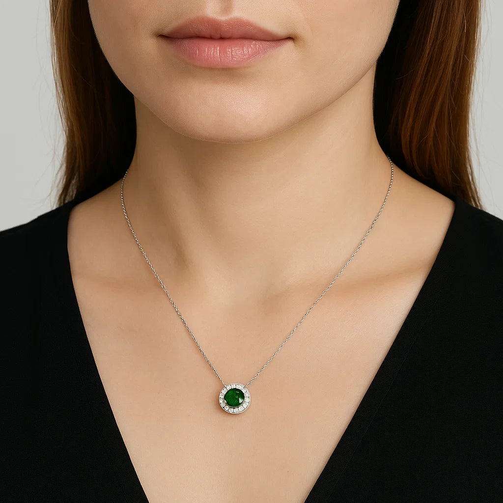 Colier din Argint Emerald Halo