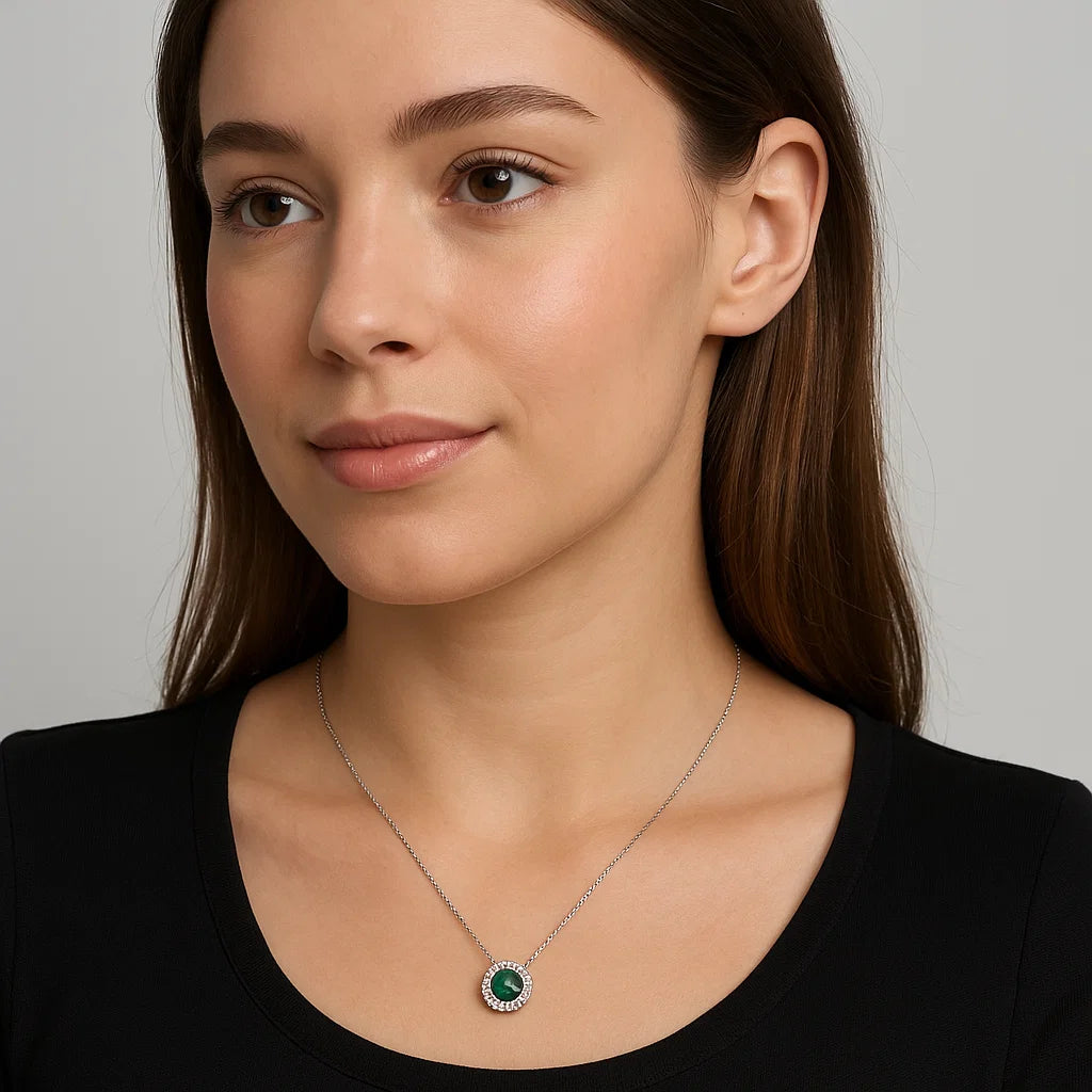 Colier din Argint Emerald Halo