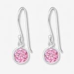 Cercei din Argint Pink Crystal Drop pe fundal gri