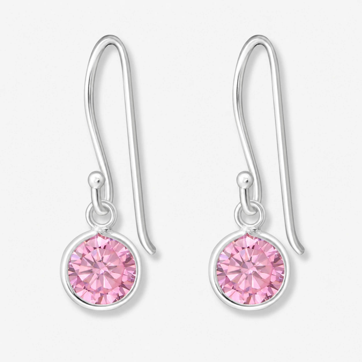 Cercei din Argint Pink Crystal Drop pe fundal gri