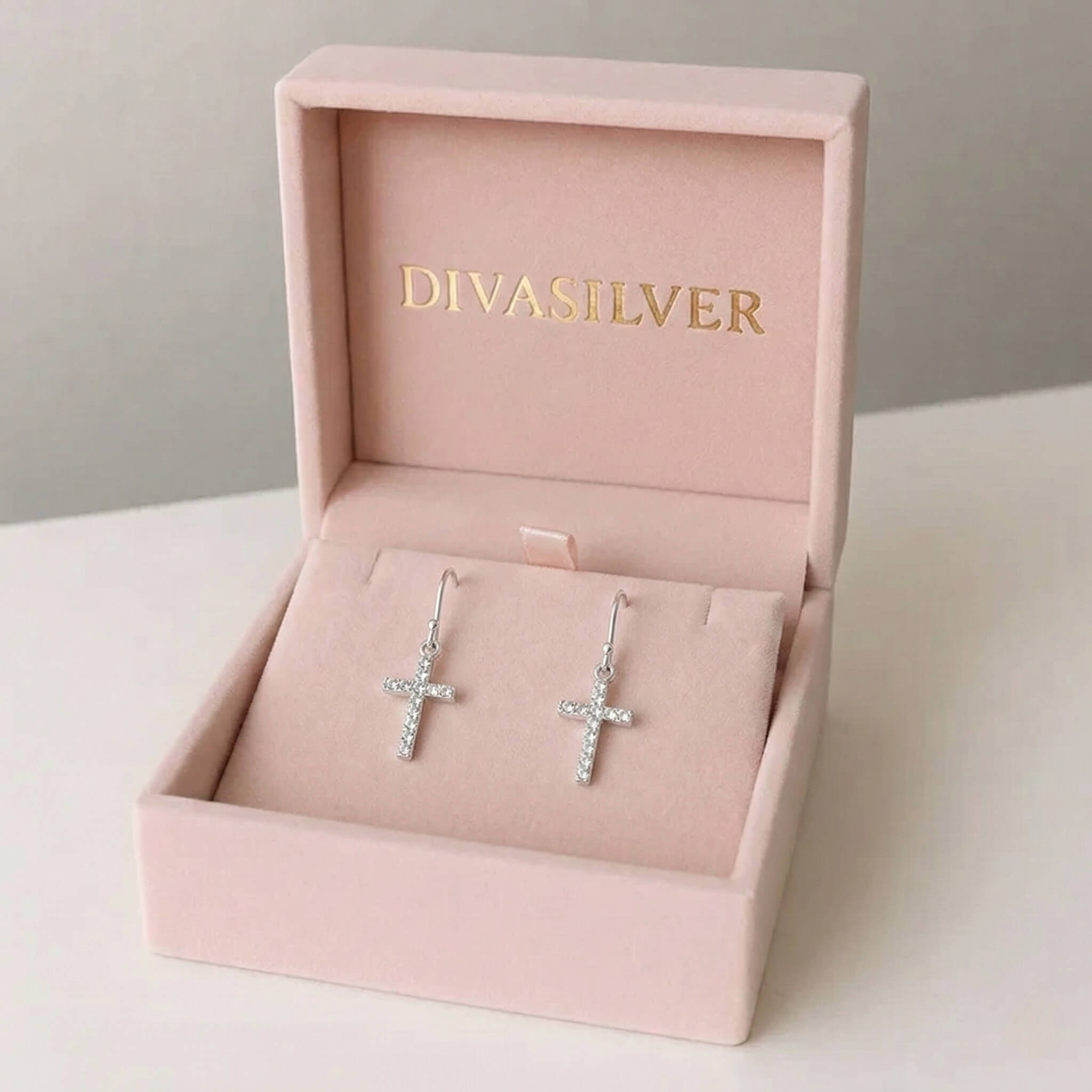 Cercei din Argint Cross - DivaSilver