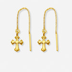 Cercei din Argint Golden Cross pe fundal gri