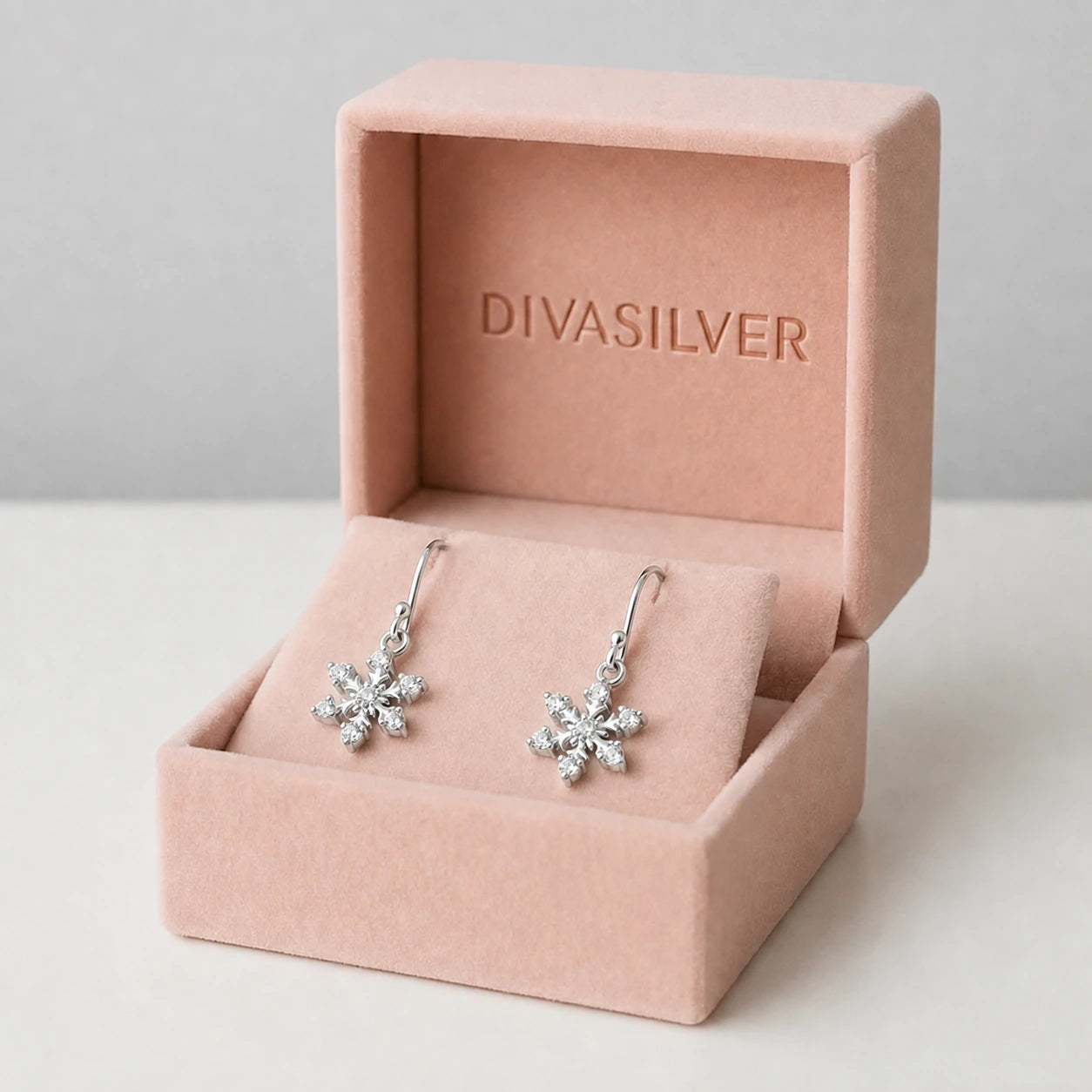Cercei Crystal Snowflake din argint 925 in cutie cadou DivaSilver