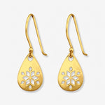 Cercei din Argint Golden Snowflake pe fundal gri