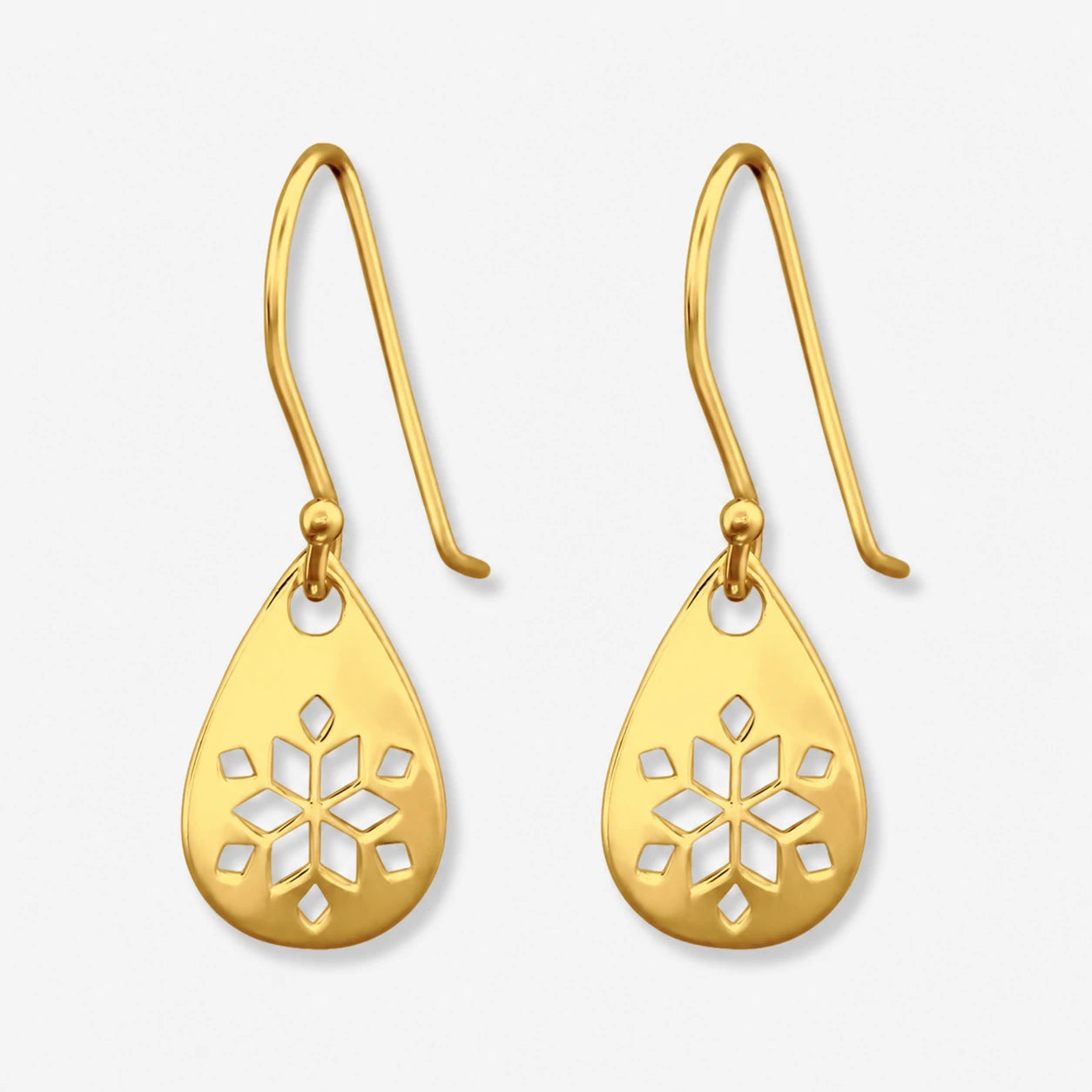 Cercei din Argint Golden Snowflake pe fundal gri