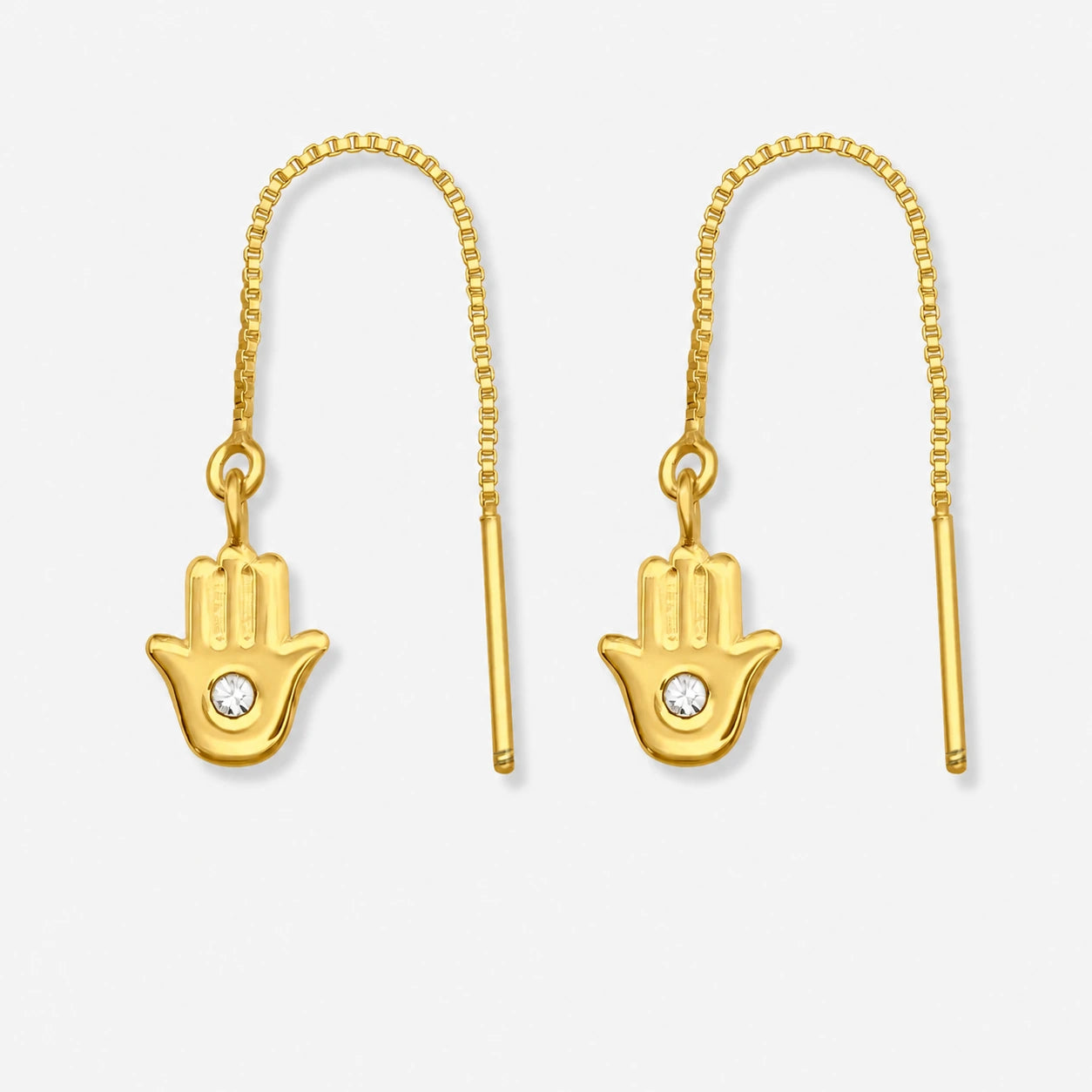 Cercei din Argint Golden Hamsa pe fundal gri