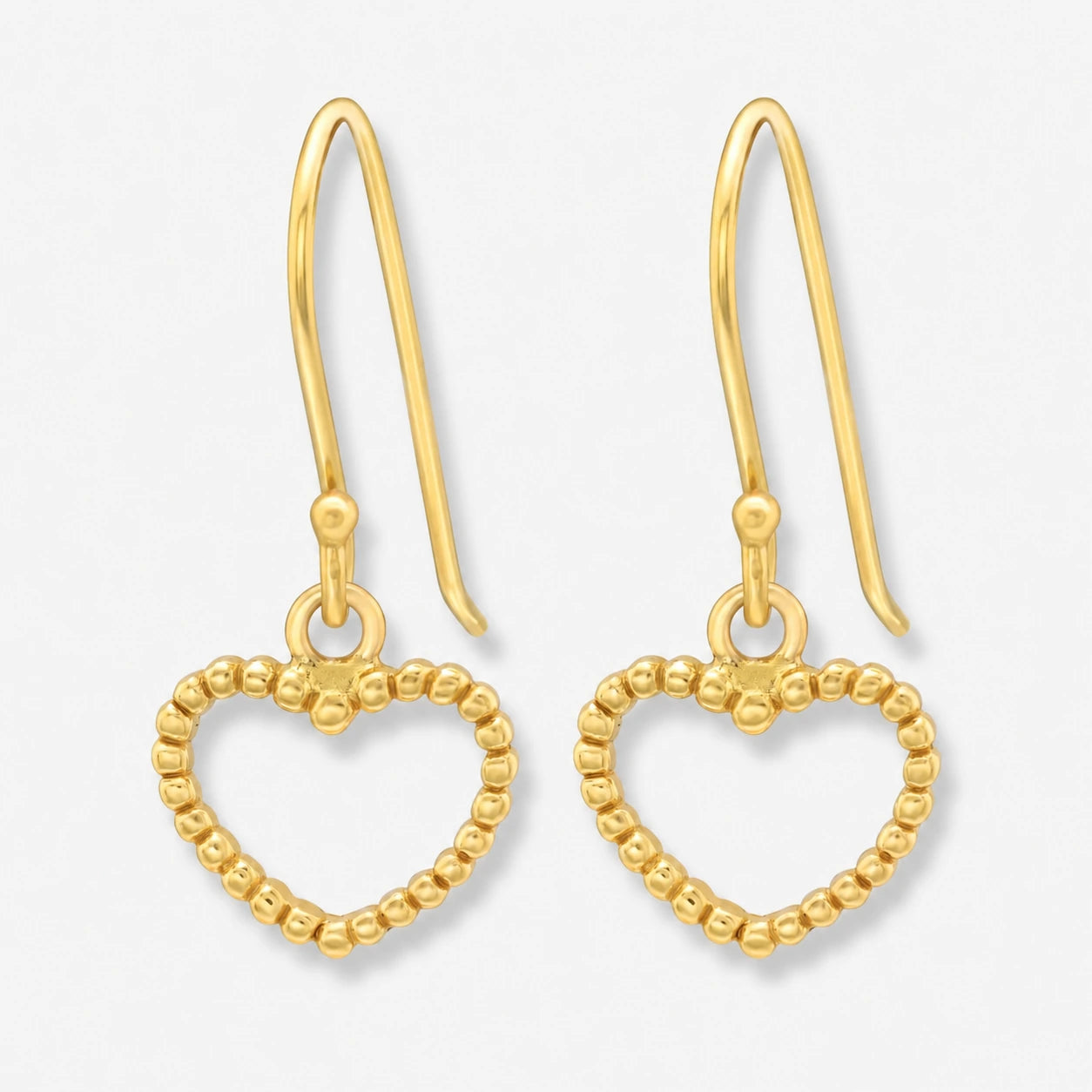Cercei din Argint Golden Beaded Heart pe fundal gri