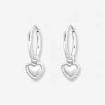 Cercei din Argint Silver Beaded Heart pe fundal gri
