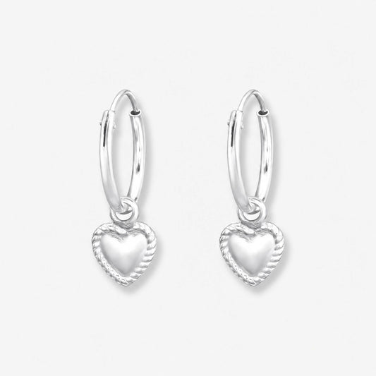 Cercei din Argint Silver Beaded Heart pe fundal gri