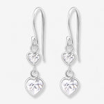 Cercei din Argint Crystal Hearts pe fundal gri