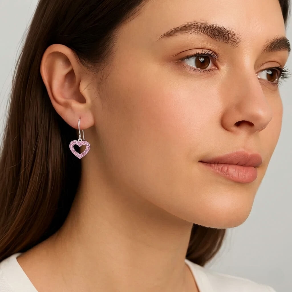 Cercei din Argint Pinky Heart