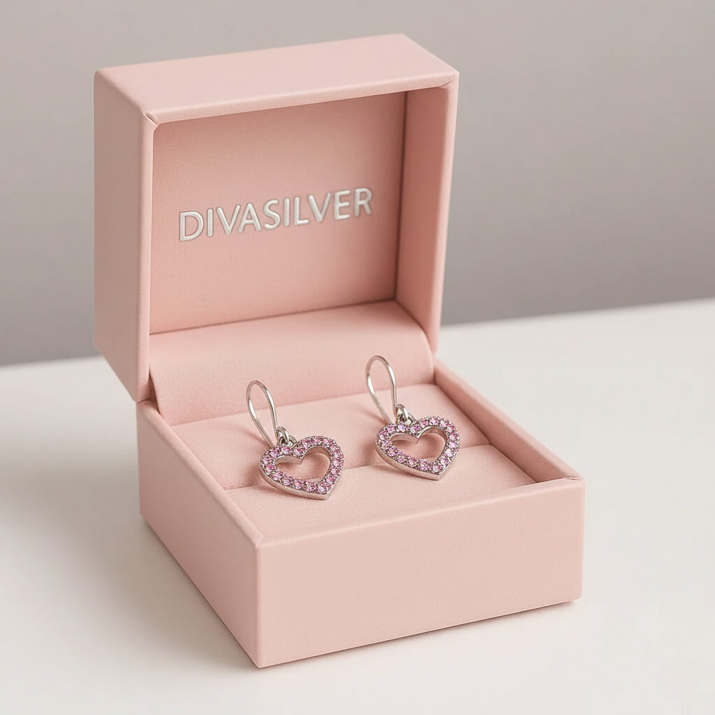 Cercei din Argint Pinky Heart