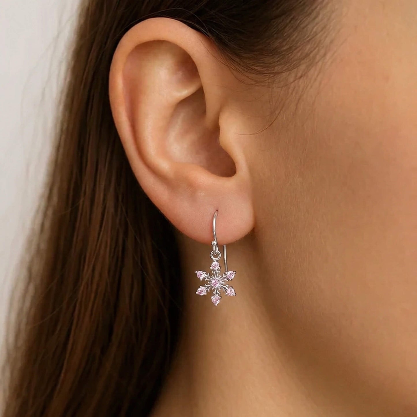 Cercei din Argint Pinky Snowflake