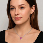 Colier din Argint Pink Crystal Heart - prezentare 2