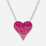 Colier din Argint Pink Crystal Heart pe fundal gri