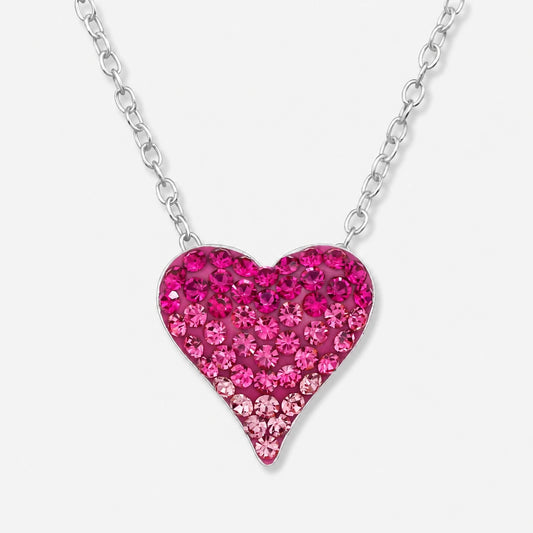 Colier din Argint Pink Crystal Heart pe fundal gri