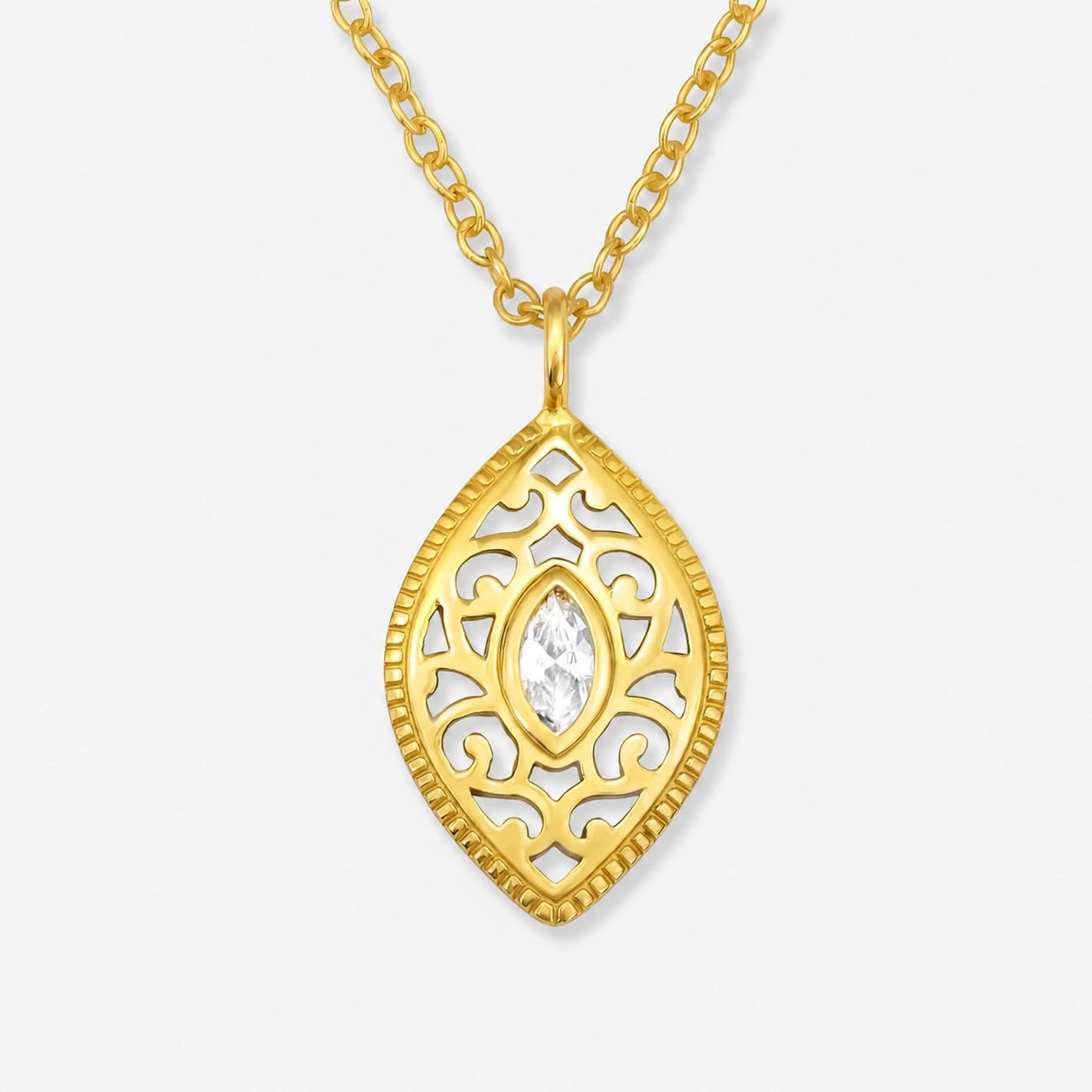 Colier din Argint Golden Filigree pe fundal gri