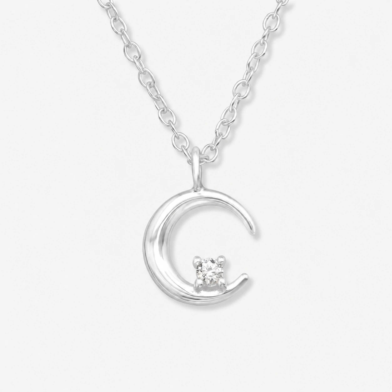 Colier din Argint Moon Crystal pe fundal gri