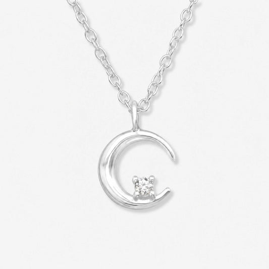 Colier din Argint Moon Crystal pe fundal gri