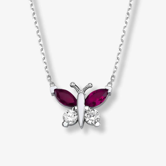 Colier din Argint Pink Butterfly